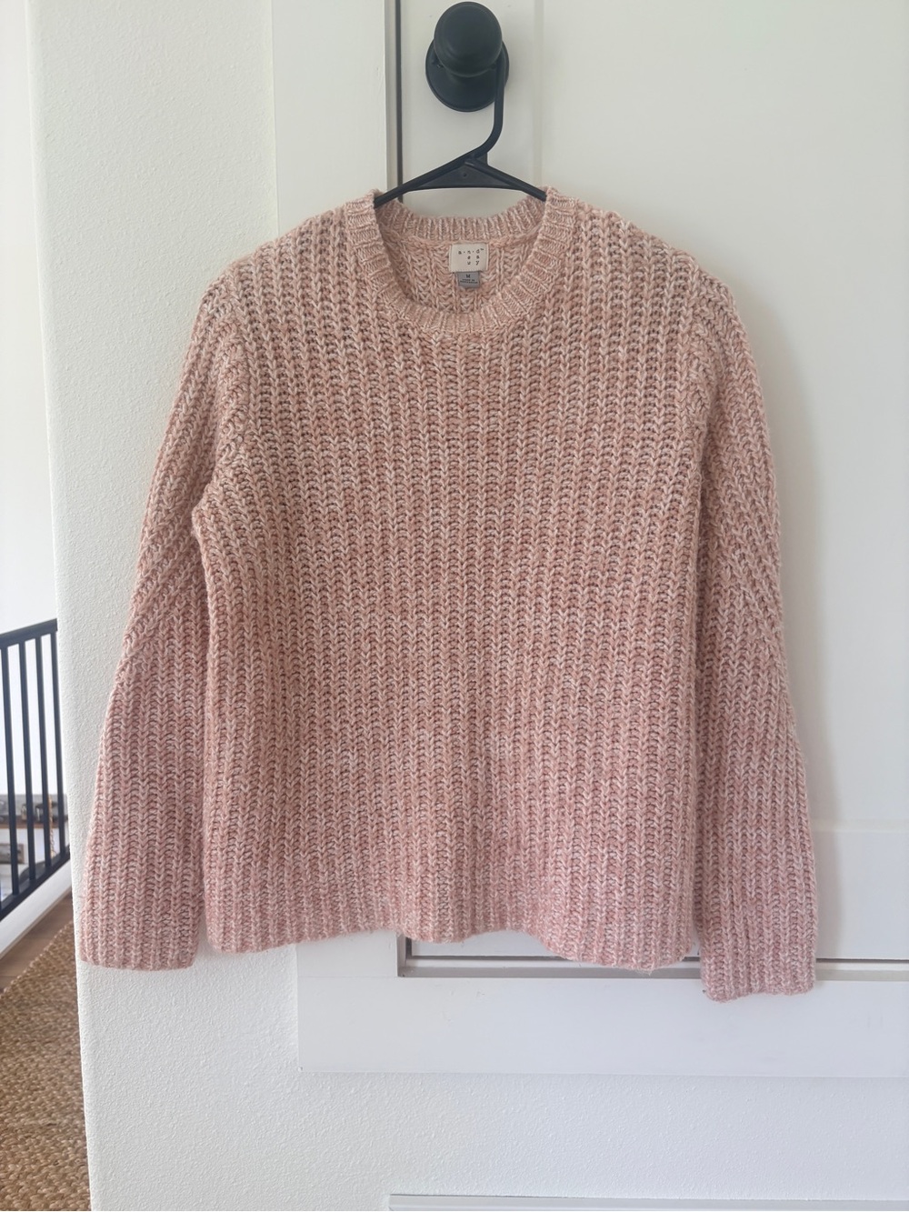 a new day Blush Pink Ribbed Crewneck Sweater